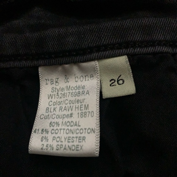 Rag & Bone Jeans Womens Size 26 Raw Hem Ankle Skinny Denim Stretch Black - Picture 5 of 6